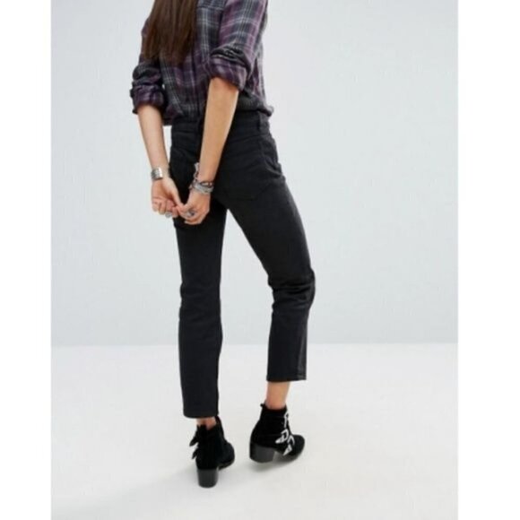 Free People Black High Rise Jasper Cropped Ankle Straight Jeans 28 - Picture 3 of 10